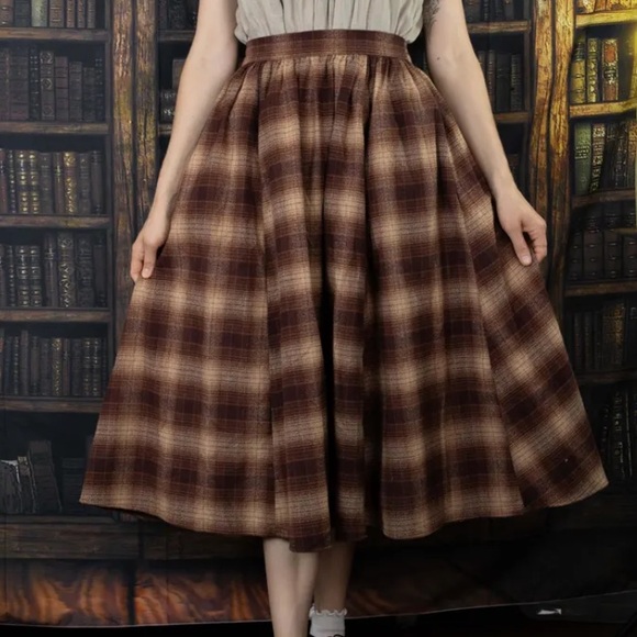 French Meadows Plaid Flannel Maxi Skirt in Sz Medium - Picture 2 of 4